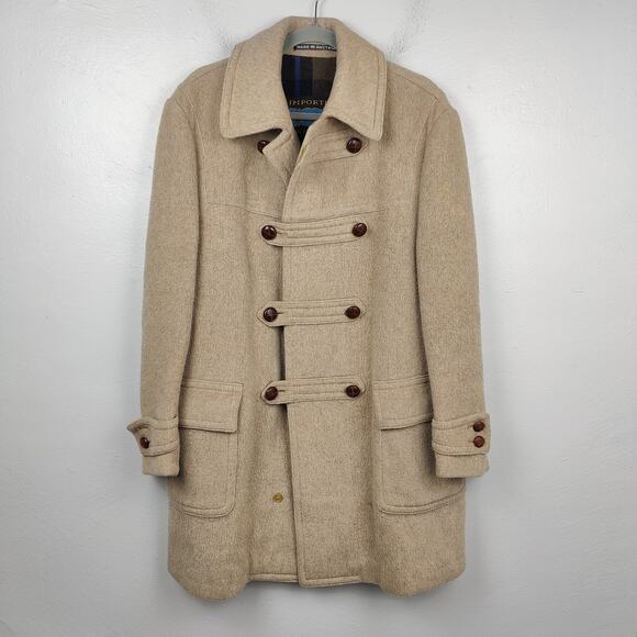 Vintage Lodenfrey Coat Mens Medium‎ Tan Trench Double Breasted Woolen Flannel - Picture 1 of 15